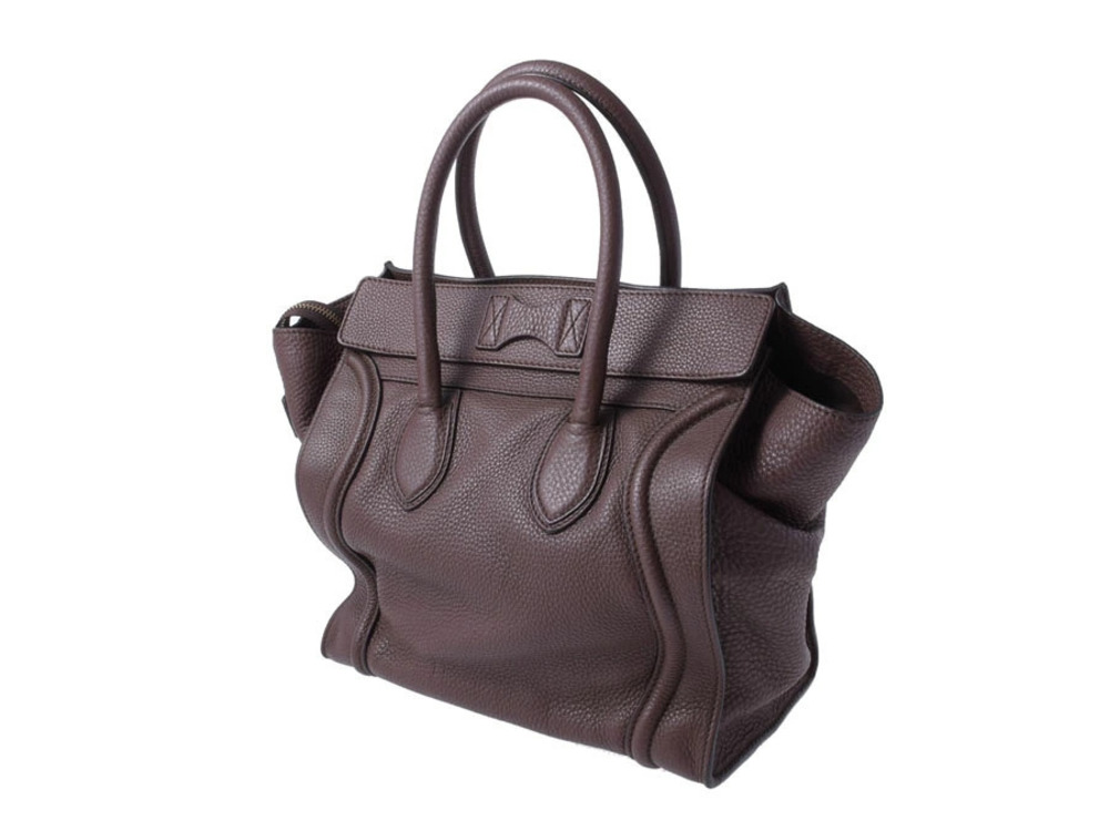 Celine Leather Brown Luggage Shopper Brown